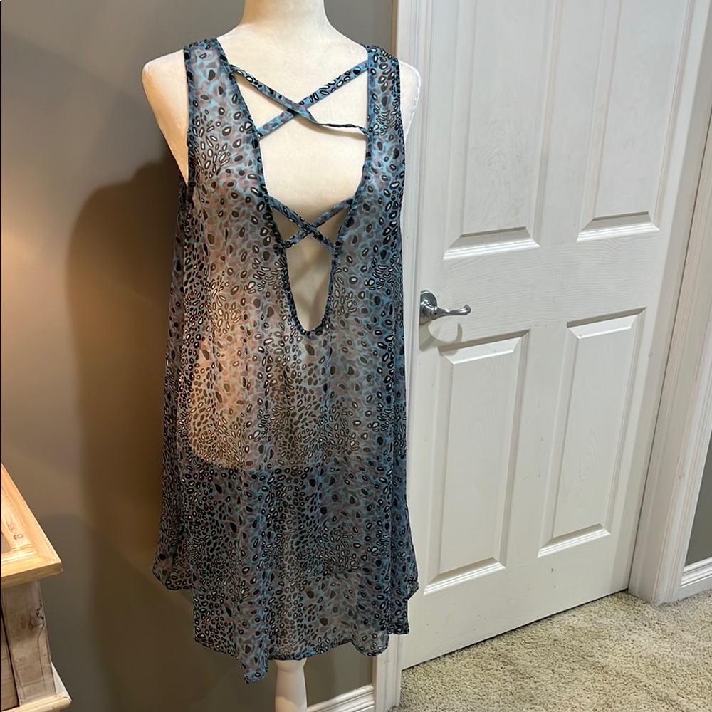 NWOT Sleeveless Sheer Animal Print Cover Up
